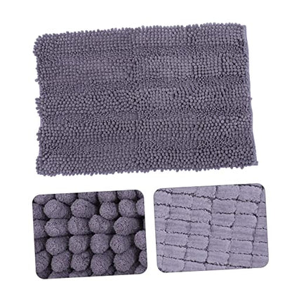 Garneck Chenille Extra Thick Non Slip Bath Rug Mat for Entryway Structure Machine Washable and Highly Absorbent Deep Grey - color: Dark Grey