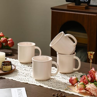 GZG 18 oz Coffee Mugs Set of 4, Cream Mist | Modern Ceramic Coffee Cups with Handle, Large for Tea, Latte, Milk, Cocoa, Rustic Matte Glaze, Microwave & Dishwasher Safe - color: Cream Mist, size: 4 pcs Mug Set