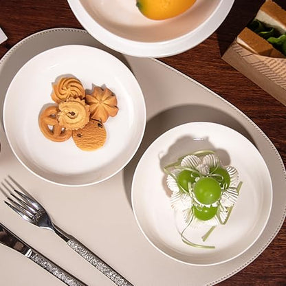 Anveena 8-inch Ceramic Dinner Plate Set, White Salad Plate 6-piece Set | Microwave, oven, and dishwasher safe; scratch-resistant and wear-resistant - color: pure white, size: 8inch