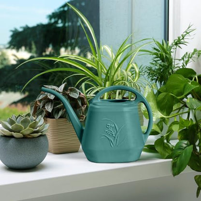 ZXJ Plant Watering Can - for Indoor and Outdoor Home Garden Plants - with Long Spout - Emerald Green - 1/2 Gallon - color: Emerald Green