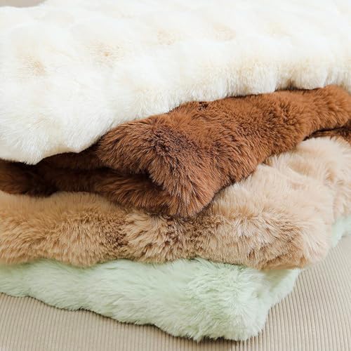 Soft Faux Fur Throw Blanket Solid Reversible Shaggy Blanket Plush Thick Fluffy Blankets Throws for Bed, Couch, Sofa, Office, Camping 50''x60'' Brown - color: D-brown, size: 50''x60''