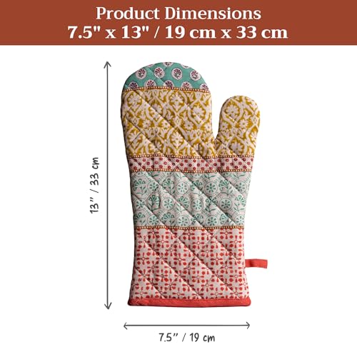 Maison d'Hermine Oven Gloves 100% Cotton Oven Mitt (7" x 13", Pack of 1) | With Loop Heat Resistant BBQ Cooking Gloves Baking Grilling Kitchen Handling Hot Pans Spring Summer - Provence - color: 002 - Provence, size: 7.5" x 13" (Oven Mitt)