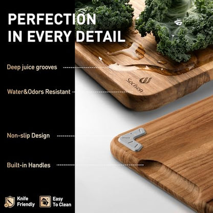 Teak Cutting Boards for Kitchen 13'' Teak Wood Wooden Charcuterie Board | Charcuterie Board, Serving, Heavy Duty, Sink Board, Non Slip, Wooden Chopping Board, Small Wooden Chopping Board - style: 13 IN