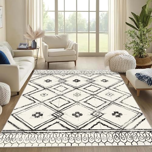 Area Rug 9'x12' for Living Room Bedroom Machine Washable Heritage Sketch Collection Hand-Drawn Line Integrating Boho, Vintage, and Western Styles, Home Decoration. - color: Tribal Frame Sketch, size: 9' x 12' (Rectangular)