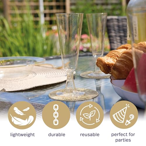 MATANA 24 Glitter Gold Champagne Flutes Plastic Champagne Glasses 5oz, Reusable Clear Plastic Champagne Flutes Bulk Pack, Copas De Plastico Para Brindis, Mimosa Toasting Glasses for Wedding, Christmas - color: Gold Glitter, size: 24 Pack