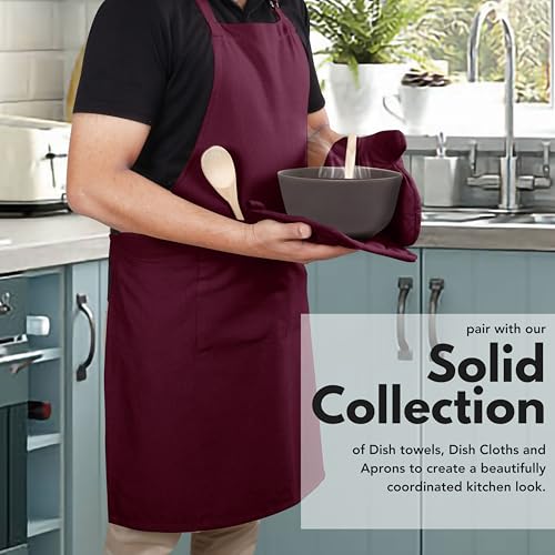 Native Fab 4 Piece Set - 2 Oven Mitts & 2 Potholders, Heat Resistant, 100% Cotton, Quilted Design, Non-Slip Grip, Machine Washable, Ideal for Baking, Cooking, BBQ, Kitchen Protection - Burgundy Wine - color: Burgundy Wine