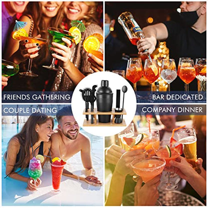 JNWINOG Cocktail Shaker Set Stainless Steel Bartending Kit 18.6oz Cocktail Bar Set Cocktail Mix Drink Making Kit Professional Bar and Home Drink Bar Tools for Bartender (Matte Black, 9Pcs) - color: Matte Black, size: 9Pcs