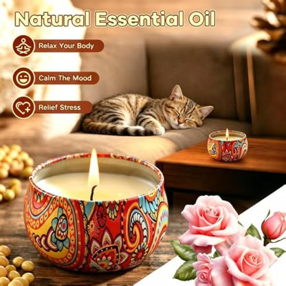 Scented Candles,12 Pack Aromatherapy Candle, Aromatherapy Candle with Gift Box for Family-Spring - color: Spring