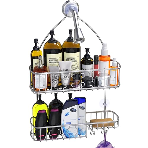 Simple Houseware Stainless Steel Hanging Shower Head Caddy Organizer | (26 x 16 x 5.5 inches) - size: Large - 26" x 16" x 5.5"
