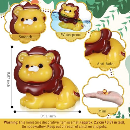 Threehoney 50 Pcs Mini Resin Animal Miniature Figurines Bulk Adorable Garden Accessories for Christmas Gifts Micro Landscape Ornaments Home Decor Bookcase Living Room Scenes Kit (Lion Style) - style: Lion Style