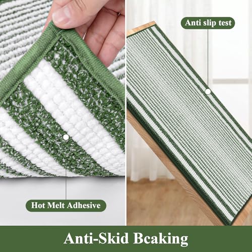 HEBE Chenille Bathroom Rugs Sets 3 Piece, Non Slip Washable Bath Mats Set | Absorbent Bathroom Mat Set, Soft Bath Rugs, Ultra Plush Bath Mat and U-Shaped Contour Toilet Rug Set for Shower,Sage Green - color: Sage Green