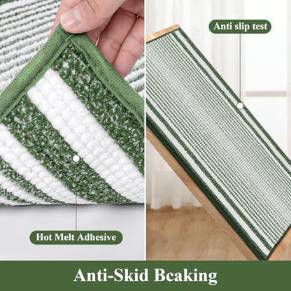 HEBE Chenille Bathroom Rugs Sets 3 Piece, Non Slip Washable Bath Mats Set | Absorbent Bathroom Mat Set, Soft Bath Rugs, Ultra Plush Bath Mat and U-Shaped Contour Toilet Rug Set for Shower,Sage Green - color: Sage Green