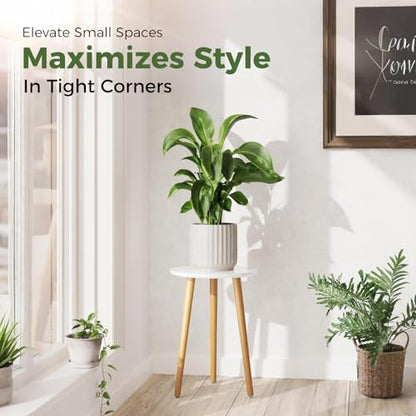 Leaf&lull Tall Plant Stand Indoor Small Plant Table | Wood Plant Stool for Large Plant, Plant Holder for Living Room Bedroom Balcony White - color: white tall