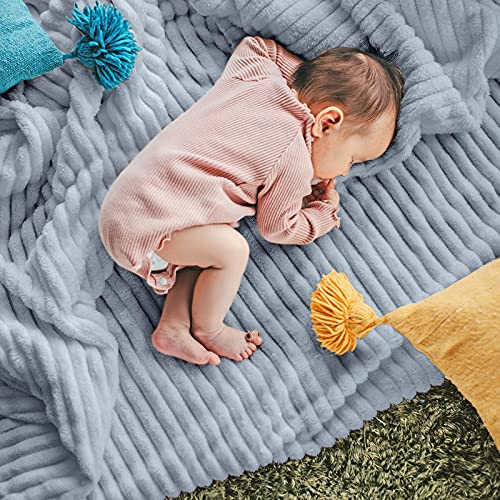 DISSA Fleece Blanket Queen Size – 71x80, Grey – Soft, Plush, Fluffy, Fuzzy, Warm, Cozy – Perfect Throw for Couch, Bed, Sofa - with Pompom Fringe - Flannel Blanket - color: Grey, size: 71x80"