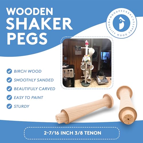 Woodpeckers Wooden Shaker Pegs 2-7/16-inch w/ 3/8-inch Tenon, Pack of 50 DIY Wooden Wall Hooks, Wood Hooks for Hanging Shaker Peg Rail and Coat/Hat/Towel Hook - color: Pack of 50, size: 2-7/16 Inch Tenon
