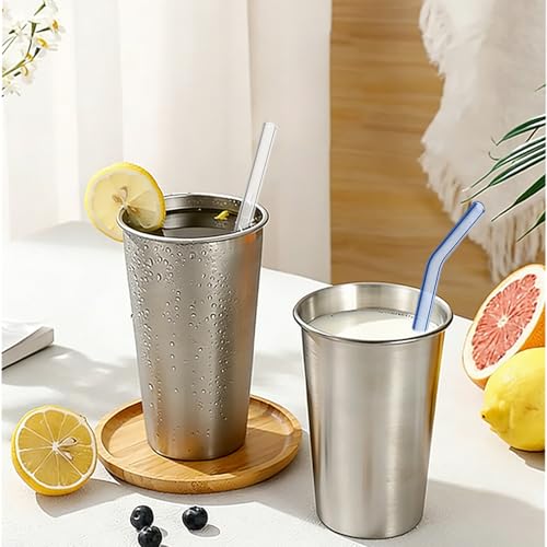 12 Pack Reusable Glass Straws Set, 7.9” x 8 mm Colorful Glass Straws, Includes 5 Straight & 5 Bent Glass Straw with 2 Cleaning Brush, Reusable Drinking Straw for Beverages, Coffee, Milk - color: Colorful - A - Straight+Bent