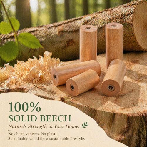 evory 4 Pack Coat Hooks Mounted Rustic Wooden Heavy Duty Robe Hook | Beech Wood, Hat Rack, Bathroom Towels, Clothes Hanger - color: 4 Pack - Beech wood