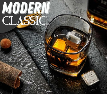 Whisky Gifts for Men, Personalized Initial Whiskey Glass with Whiskey Stones for Dad, Boyfriend, Best Friends, Coworkers, Husband, Brother, Uncle and Boss on Father's Day, Boss Day and Birthday - V - color: V