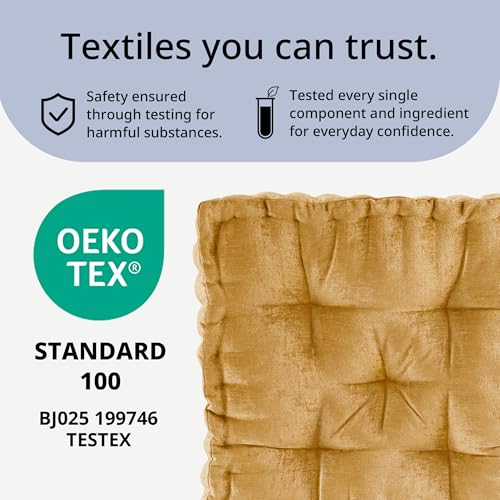 Intelligent Design Floor Pillow Large Meditation Cushion, 20x20 Yellow | Sitting for Adults Yoga, Shredded Foam Filled, Chenille Tufted Cover, Handsewn Scalloped Edge, OEKO-TE Certified - color: Yellow