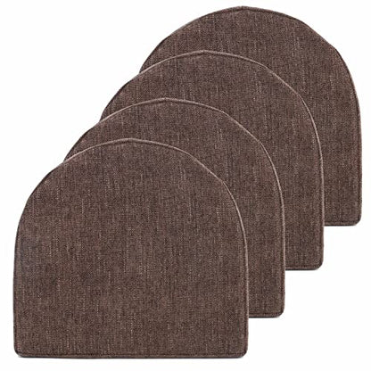 Chair Cushions 100% High Density Memory Foam Pads U Shaped 17" x 16"Non Slip Skid Rubber Back Seat Cover, 4 Pack, Coffee Brown - color: Coffee Brown, size: 4 Count (Pack of 1)