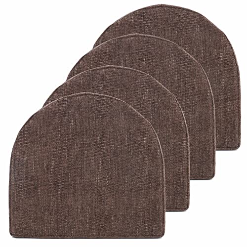 Chair Cushions 100% High Density Memory Foam Pads U Shaped 17" x 16"Non Slip Skid Rubber Back Seat Cover, 4 Pack, Coffee Brown - color: Coffee Brown, size: 4 Count (Pack of 1)