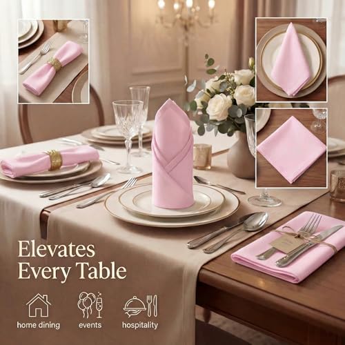 Urban Villa Cloth Napkins Cotton 20x20 (Set of 12) Pink - color: 013 Pink, size: 20" x 20" (Set of 12)