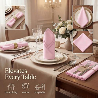 Urban Villa Cloth Napkins Cotton 20x20 (Set of 12) Pink - color: 013 Pink, size: 20" x 20" (Set of 12)