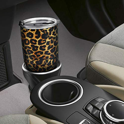 SYACOT 30oz Tumbler Double Wall Stainless Steel Vacuum Insulated Travel Mug with Splash-Proof Lid Metal Straw and Brush - color: Leopard-30oz