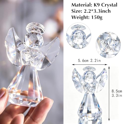 3'' Crystal Guardian Angel Figurine Gift For Women Christmas Angel Statue | Clear,Crystal Figurines Collectibles,Glass Angel Ornaments For Whimsical Home Decor Memorial Gift - style: Clear Angel