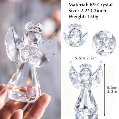 3'' Crystal Guardian Angel Figurine Gift For Women Christmas Angel Statue | Clear,Crystal Figurines Collectibles,Glass Angel Ornaments For Whimsical Home Decor Memorial Gift - style: Clear Angel