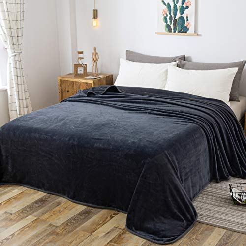 Richave Fleece Blanket Twin/Twin XL Lightweight Extra Long Throw for The Bed Warm Sofa Blanket 66" x 90"(Dark Grey Twin) - color: Dark Grey, size: Twin (90-Inch-by-66-Inch)