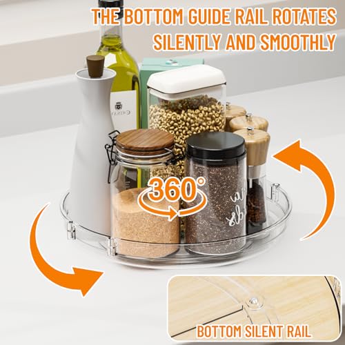 4 Pack Rotating Small Lazy Susan Turntable Organizer for Cabinet,9.5 Inch Clear Acrylic Spice Rack,Turn Table Organizers for Refrigerator,Kitchen,Pantry and Vanity Makeup,Bathroom Countertop Organizer - size: Pack of 4
