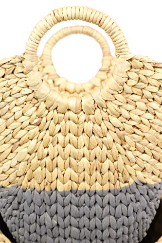 CosmoLiving by Cosmopolitan Large, Oval, Natural and Gray Dip-Dyed Water Hyacinth Wicker Storage Baskets with Round Handles | Set of 4: 19” x 18”, 17” x 15”, 16” x 14”, 14” x 12”