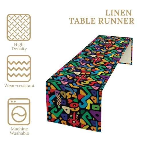 African Table Runner Abstract Geometry Nationality Tribe Table Runner for Kitchen Party Home Dining Room Table 13x36in - color: African-f88, size: 13in(33cm) x 36in(92cm)