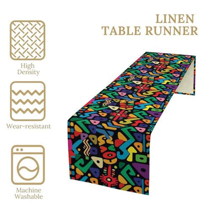 African Table Runner Abstract Geometry Nationality Tribe Table Runner for Kitchen Party Home Dining Room Table 13x36in - color: African-f88, size: 13in(33cm) x 36in(92cm)