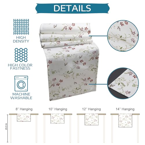 Table Runner and Placemats Set of 4 Flower Floral Branch Decorative Dining Table Runner with Matching Placemats Leaves Plant Nature Table Decor for Kitchen Dining Room and Everyday Use 13x70in - size: 13"x70"+4pcs