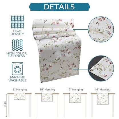 Table Runner and Placemats Set of 6 Flower Floral Branch Decorative Dining Table Runner with Matching Placemats Leaves Plant Nature Table Decor for Kitchen Dining Room and Everyday Use 13x70in - size: 13"x70"+6pcs