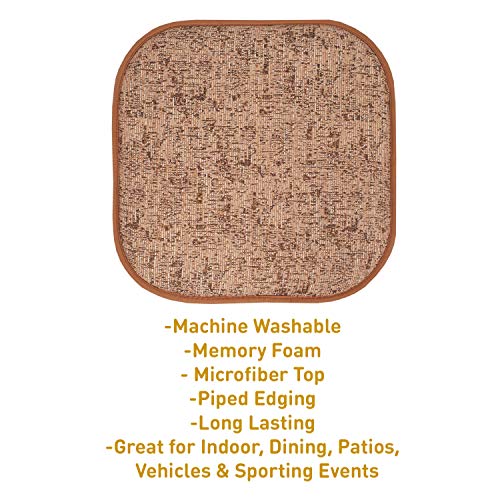 Sweet Home Collection Chair Cushion Memory Foam Pads Honeycomb Pattern Slip Non Skid Rubber Back Rounded Square 16" x 16" Seat Cover, 4 Pack, Broadway Rust/Brown - color: Broadway Rust/Brown, size: 4 Pack