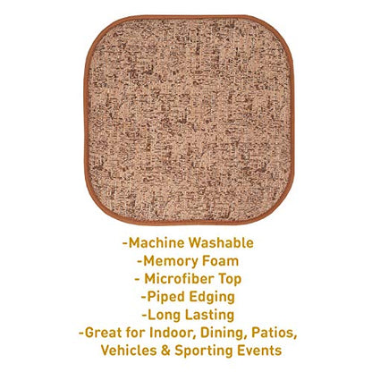 Sweet Home Collection Chair Cushion Memory Foam Pads Honeycomb Pattern Slip Non Skid Rubber Back Rounded Square 16" x 16" Seat Cover, 4 Pack, Broadway Rust/Brown - color: Broadway Rust/Brown, size: 4 Pack