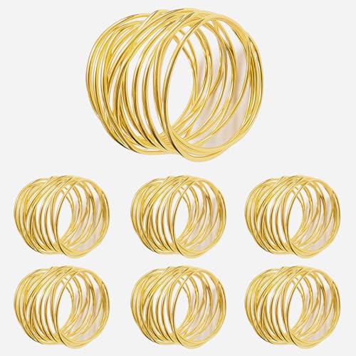 6 PCS Gold Metal Napkin Rings - Elegant Twisted Wire Napkin Holders | Napkin Holders for Dinner Parties, Weddings, and Table Decorations