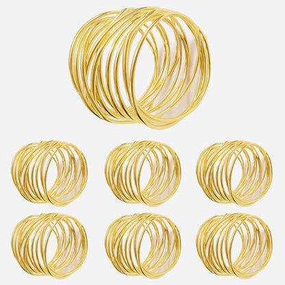 6 PCS Gold Metal Napkin Rings - Elegant Twisted Wire Napkin Holders | Napkin Holders for Dinner Parties, Weddings, and Table Decorations