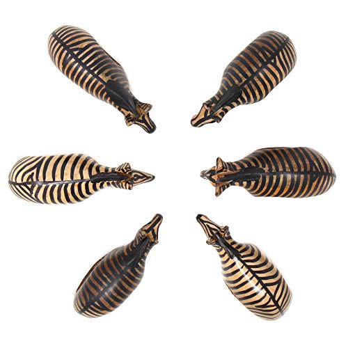 KWF012 Z - Handcarved Mahogany Napkin Ring Holders - Zebra Set of 6 - color: Zebra
