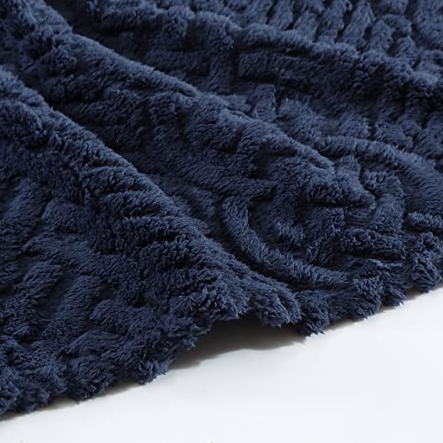 Nautica - Throw Blanket, Soft Cable Knit Sherpa Bedding, Ideal for Bed or Couch (Declan Navy, 50" x 60") - color: Declan Navy
