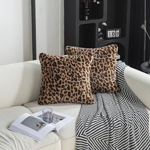 2 Packs Leopard Pillow Covers Furry 22x22 Cheetah Print Pillow Faux Fur Pillow Covers Soft Plush Fluffy Cheetah Print Pillow Case 22"x22" - size: 22" x 22" (Pack of 2)