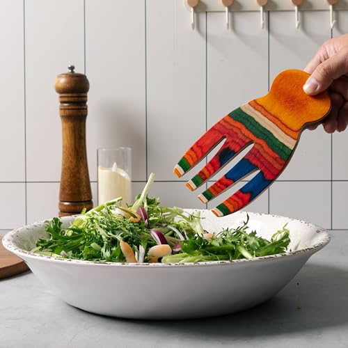 2 Pcs Salad Hands, Pakkawood Salad Tongs for Serving Salad Mixes, 7.25” Large Salad Servers Set, Kitchen Cooking Utensil, Serving Utensils for Tossing & Serving - color: Pakkawood Salad Hands