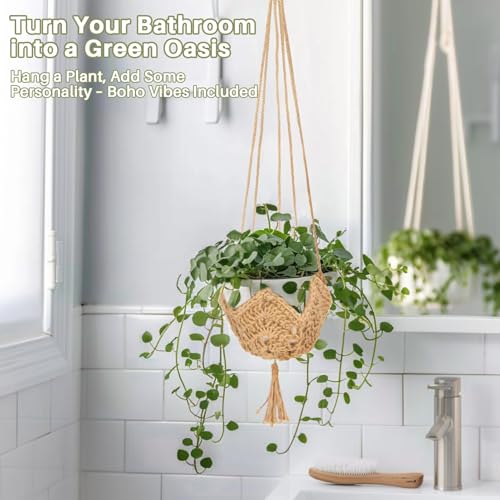 RAINFLOW Indoor Macrame Plant Hangers 2 Pack, Jute Plant Holders