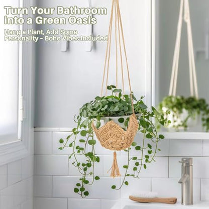 RAINFLOW Indoor Macrame Plant Hangers 2 Pack, Jute Plant Holders