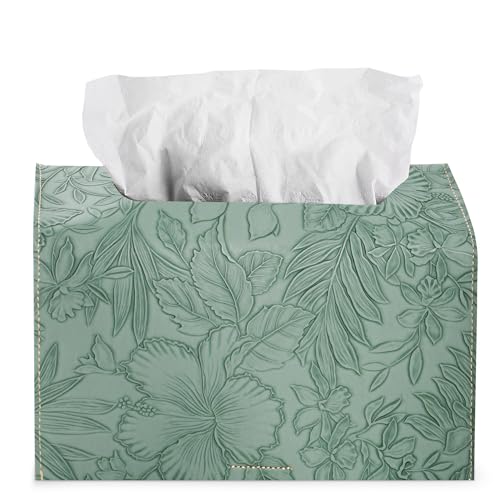Leather Cover for Disposable Paper Hand Towel Box, Compatible with Kleenex Paper Hand Towel(1-Carved Dark Green) - color: 1-carved Dark Green
