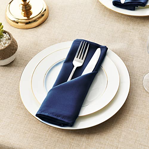 Cloth Napkins Set of 6, 18 x 18 Inch, Washable Navy Blue Dinner Napkins with Hemmed Edges for Restaurant, Wedding and Holiday - color: Navy, size: 18" x 18" (Set of 6)