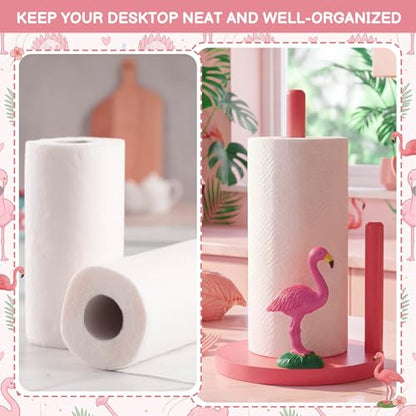 Flamingo Paper Towel Holder Cute Pink Flamingo Kitchen Decor Countertop Toilet Paper Towel Stand 12.5 Inch Resin Decorative Funny Animal Gifts for Tropical Kitchen, Beach House, Home Decor - style: Flamingo